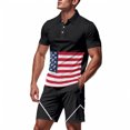 thumbnail image 1 of Eres Más Que una Camisa de Puntuación de Prueba Color Bloqueado Turndown Collar de Bolsillo Y Elástico de la Cintura Shorts Set, Vestido de Verano Casual de Poliéster, 1 of 9