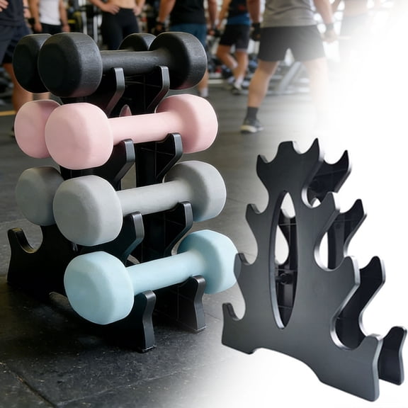 4 Tier Dumbbell Rack For Home Gym PP Material Compact Weight Storage Stand Space Saving Organizer For Neoprene Dumbbells & Hand Weights (Black)