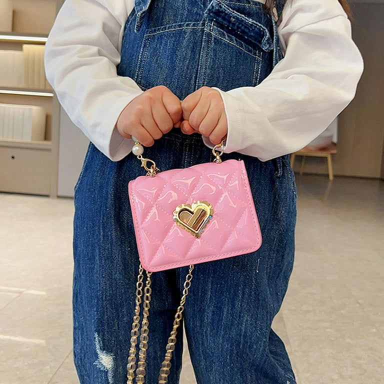 Women Handbag Faux Pearl Handle Golden Love Heart Detachable Metal Chain Mini Elegant Ladies Single Shoulder Bag Purse Daily Life Use