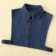 thumbnail image 5 of Cuello falso desmontable elegante traje profesional mitad superior mitad camisa blusa Azul oscuro, 5 of 6
