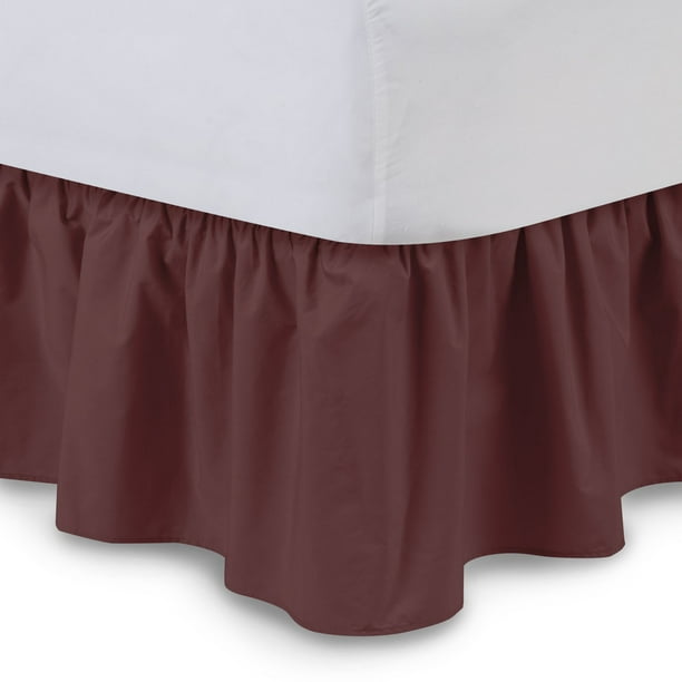 Ruffled Bed Skirt with Split Corners - Cal King, Burgundy ...