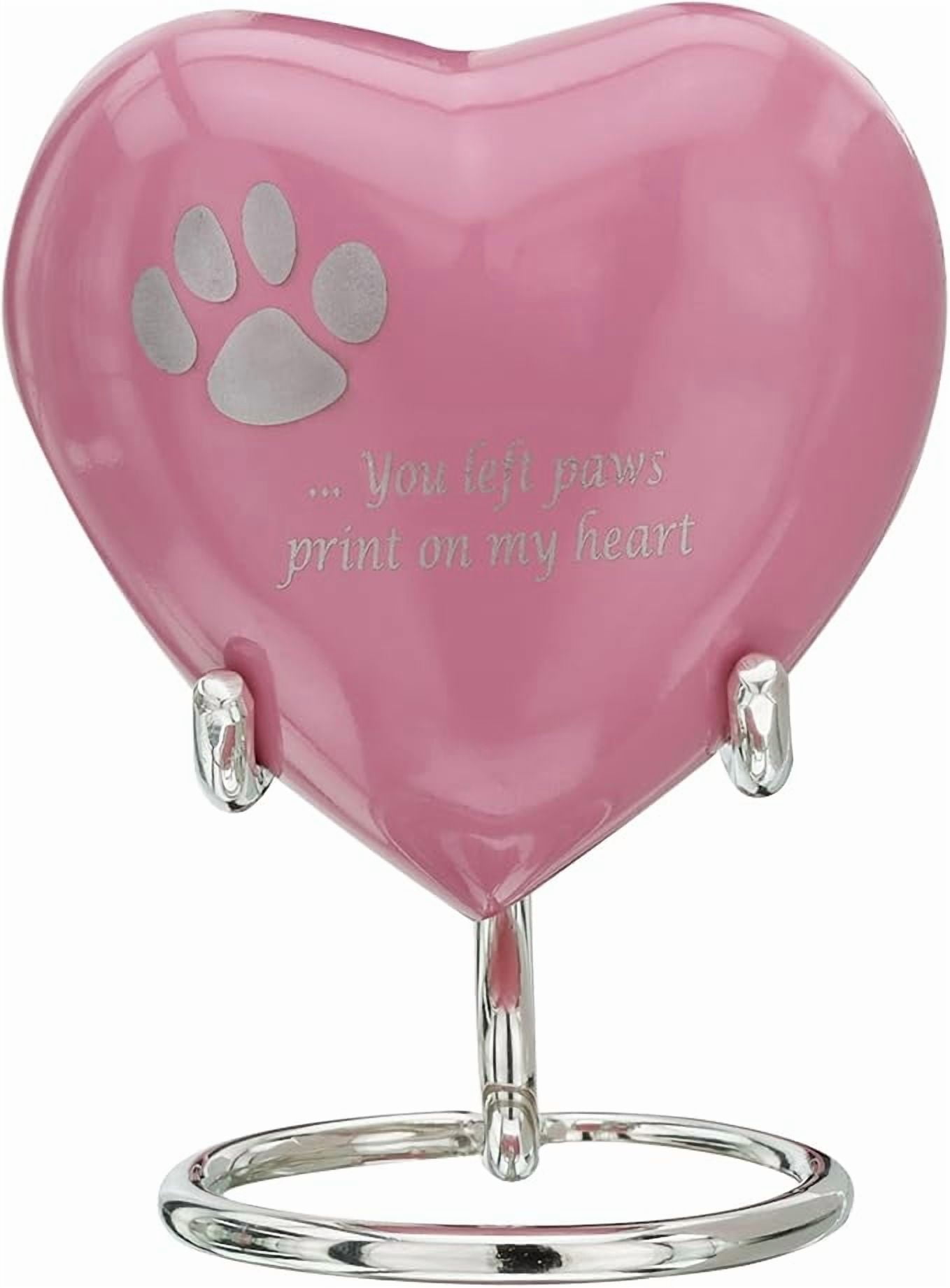 Keepsake Company Pink Heart Urn with Paw Print – Small Pet Cremation Keepsake Urn – Mini Decorative Urn for Ashes (3 Inches Wide)