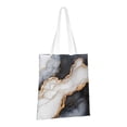 thumbnail image 3 of Canvas Bag Tote Bag Shopping Bag 16×15in Can Be Carried By Hand And Can Be Used For Daily Travel Such As Shopping And Going To Work Black White Gold Marble, 3 of 8