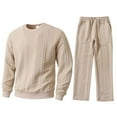 thumbnail image 3 of Mens Sweaters Quarter Zip Pullover Mens Quilted Sweatshirt and Pants Set (Khaki XL), 3 of 6