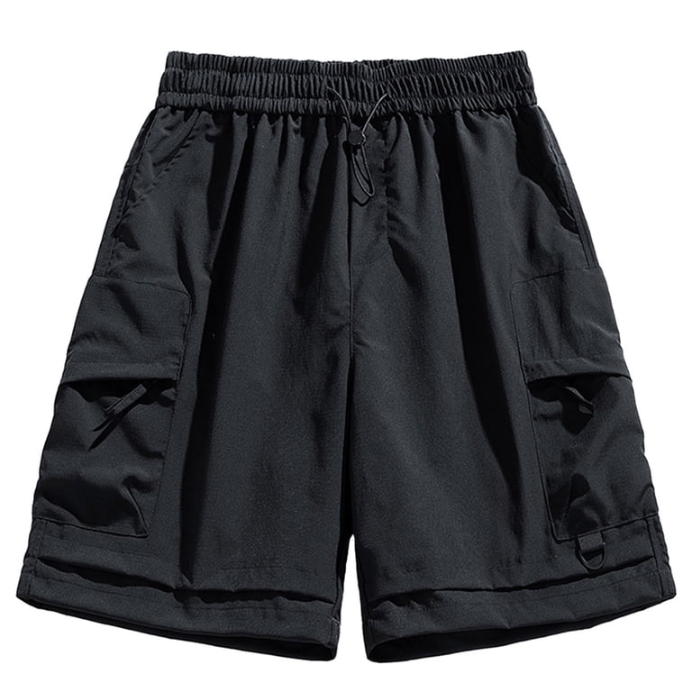 Jorts for Men Straight Leg Denim Shorts Solid Color Elastic Waist