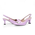 thumbnail image 4 of YOWMNS Women's Low Heel Slingback Square Toe Pumps Buckle Strap Patent Leather Metal Decoration Elegant Comfortable Dress Shoes (Purple,7.5), 4 of 5