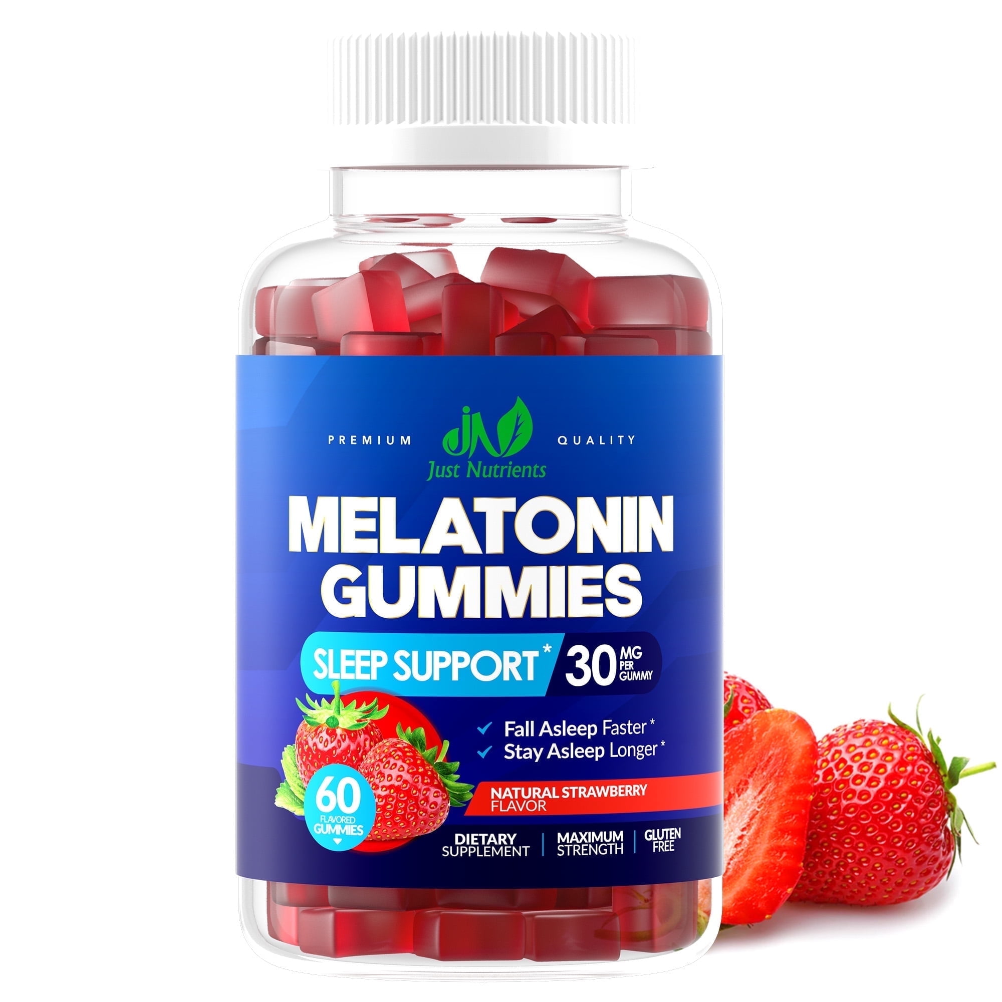 melanotan gummies Just Nutrients, Melatonin Gummies, 60 Gummies, 30mg Strawberry Flavor
