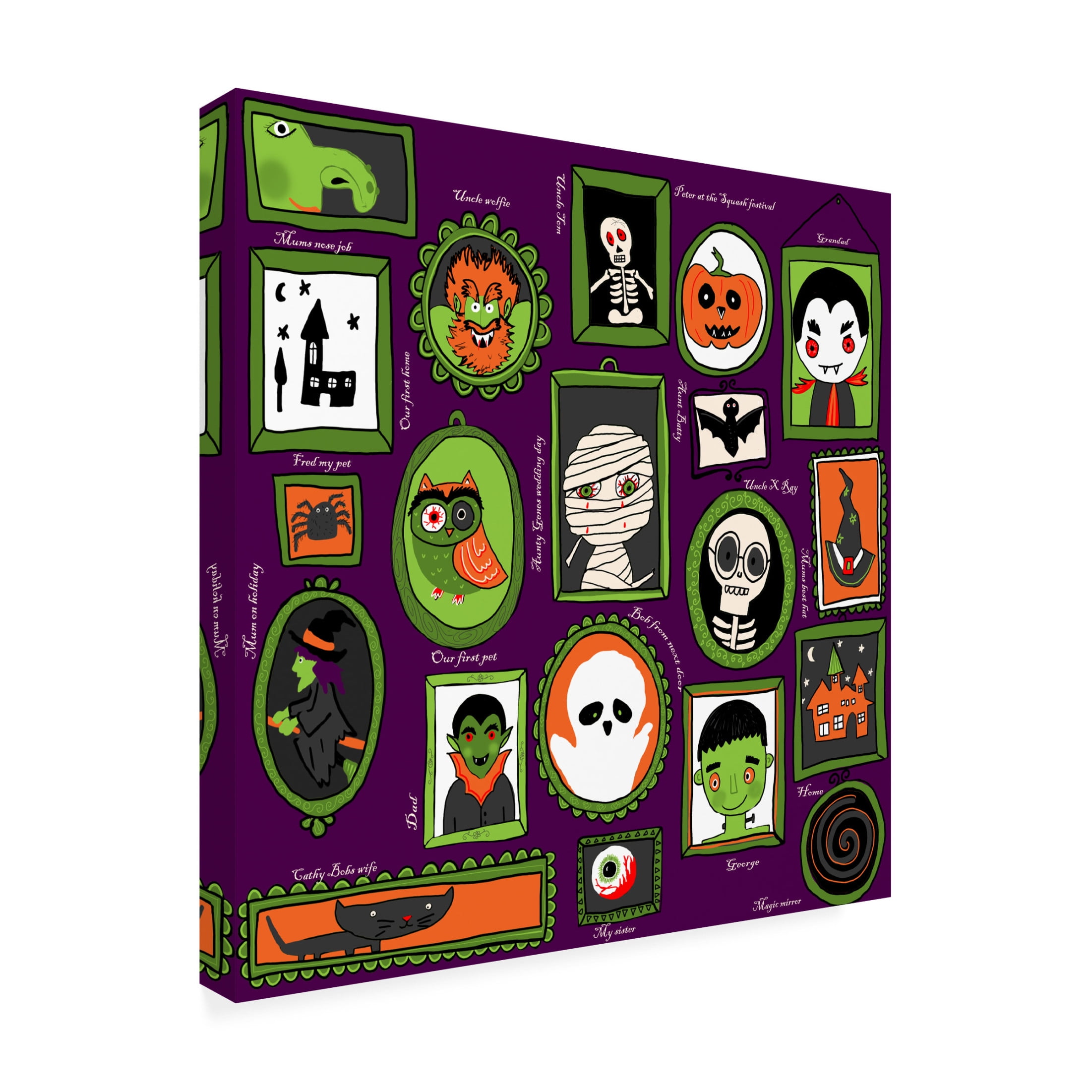 Canvas Wall Art - HUE and MI and Sangita 'Family Spooky Wall' Wall Art for Living Room, Bedroom, or Office Décor by Trademark Fine Art - 24 x 24 Inches