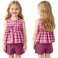 thumbnail image 6 of Yutgune Toddler Girl Cute Summer Outfits Plaid Sleeveless Tops and Shorts 2 Piece Set, 3-10 Years, 6 of 7