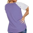 thumbnail image 3 of Hngshg Plus Size Tops for Women Short Sleeve Blouse Summer Splicing Stripe T-Shirt Casual Crew Neck Tees XL-5XL, 3 of 6