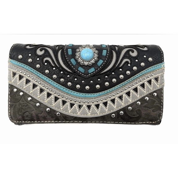 Bella Pu Leather Fringe Western Crossbody Wallet
