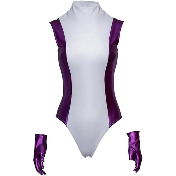 Women's Sexy Purple Superhero Jumpsuit Outfit Perfect for Halloween Party and Themed Events