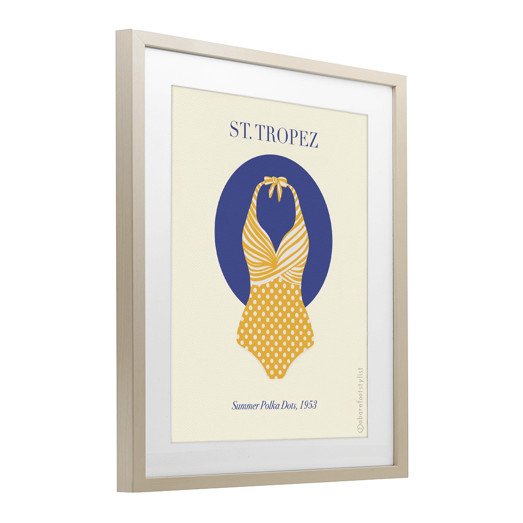 Stupell Industries St. Tropez Dotted Swimsuit Birch Framed Print Under Glass, design by A Barefoot Stylist