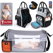 Premium Baby Diaper Bag with Changing Station, Diaper Bag Backpack w/ Pad, Grey