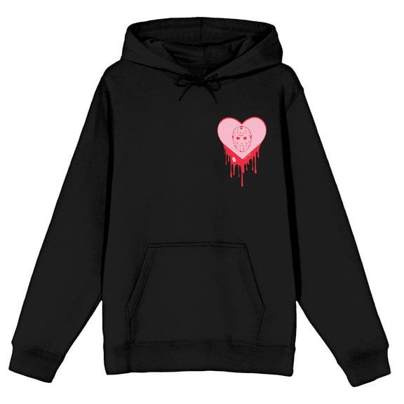 Friday The 13th Mask In Mirror Long Sleeve Black Adult Hooded Sweatshirt-Medium