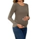 thumbnail image 4 of INSPIRE CHIC Camisetas de Maternidad con Fruncidos de Mujer para el Día de la Madre, Camisas de Manga Larga, Blusas Casuales, Camiseta Básica, Ropa 2025 X-Large Camel, 4 of 6