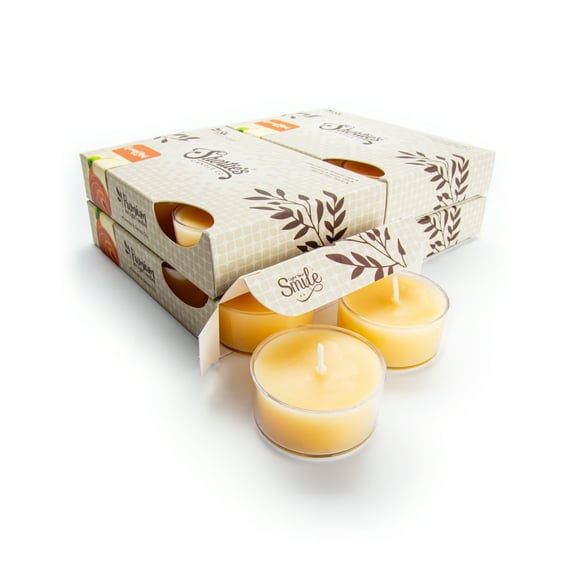 Caramel Apple Cider Tealight Candles Bulk Pack - 24 Beige Premium Scented Tea Lights - Natural Oils - Shortie's Candle Company
