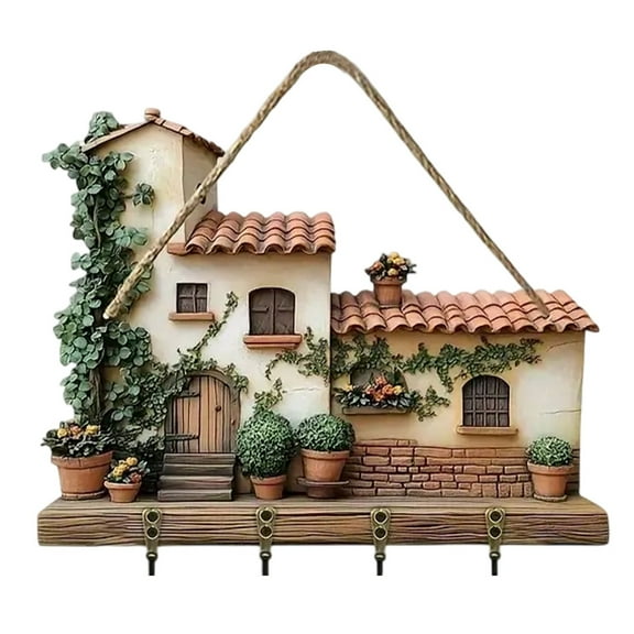 Wall Hooks Decorative Key Hangers for Home Entryway Organization Wooden Cottage Style Hangers with Durable Storage and Wall Mounts