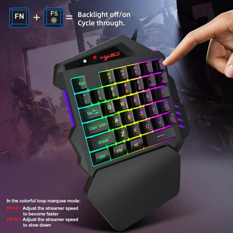 Single Handed Gaming Keyboard 35 Keys One Hand Ergonomic Game