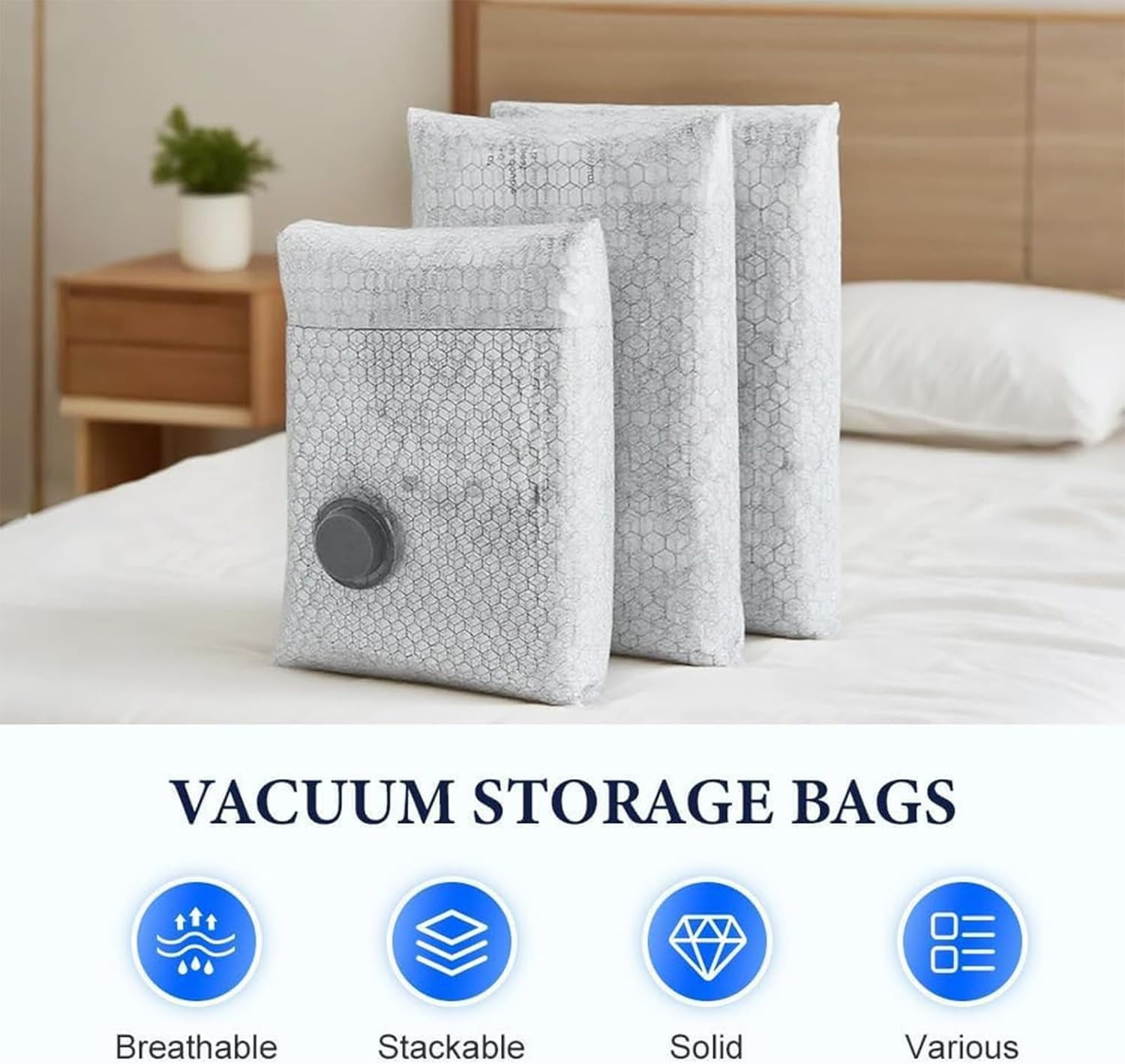 Cordless Travel Vacuum Bag Set, Vacuum Bags for Travel with Rechargeable Air Pump, for Luggage and Suitcase Compression, Space Saver, Clothes Storage