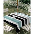 thumbnail image 2 of Outdoor Tablecloth with Umbrella Hole, Turquoise Black Stripe Spillproof Waterproof Outdoor Table Cover, Modern Abstract Coarse Striped Patio Tablecloths for Party/Garden/Picnic, Square 54"x54", 2 of 9