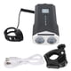 thumbnail image 1 of Luz delantera para bicicleta, linterna impermeable, bocina de advertencia, recargable por USB para ciclismo, color plateado, 1 of 10