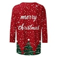 thumbnail image 4 of LEKWK Christmas Cat Shirts for Women Merry Xmas Crew Neck 3/4 Sleeve Tops Women's Christmas Blouse Tunic Holiday Tunic Tops for Women, 4 of 5