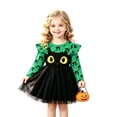 thumbnail image 2 of Kogui Toddler Girls Winter Long Sleeve Tutu Sundress Holiday Halloween Casual Party Attire (Green, 5-6 Years), 2 of 9