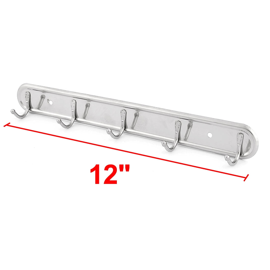 Unique Bargains Bedroom Washroom Wall Mounted 5 Hooks Towel Hat Coat Hanger Rack 2PCS