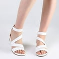 thumbnail image 5 of Pennysue Women's White Pu Open Toe Shoes Ankle Strap Low Wedge Sandals 8M, 5 of 7