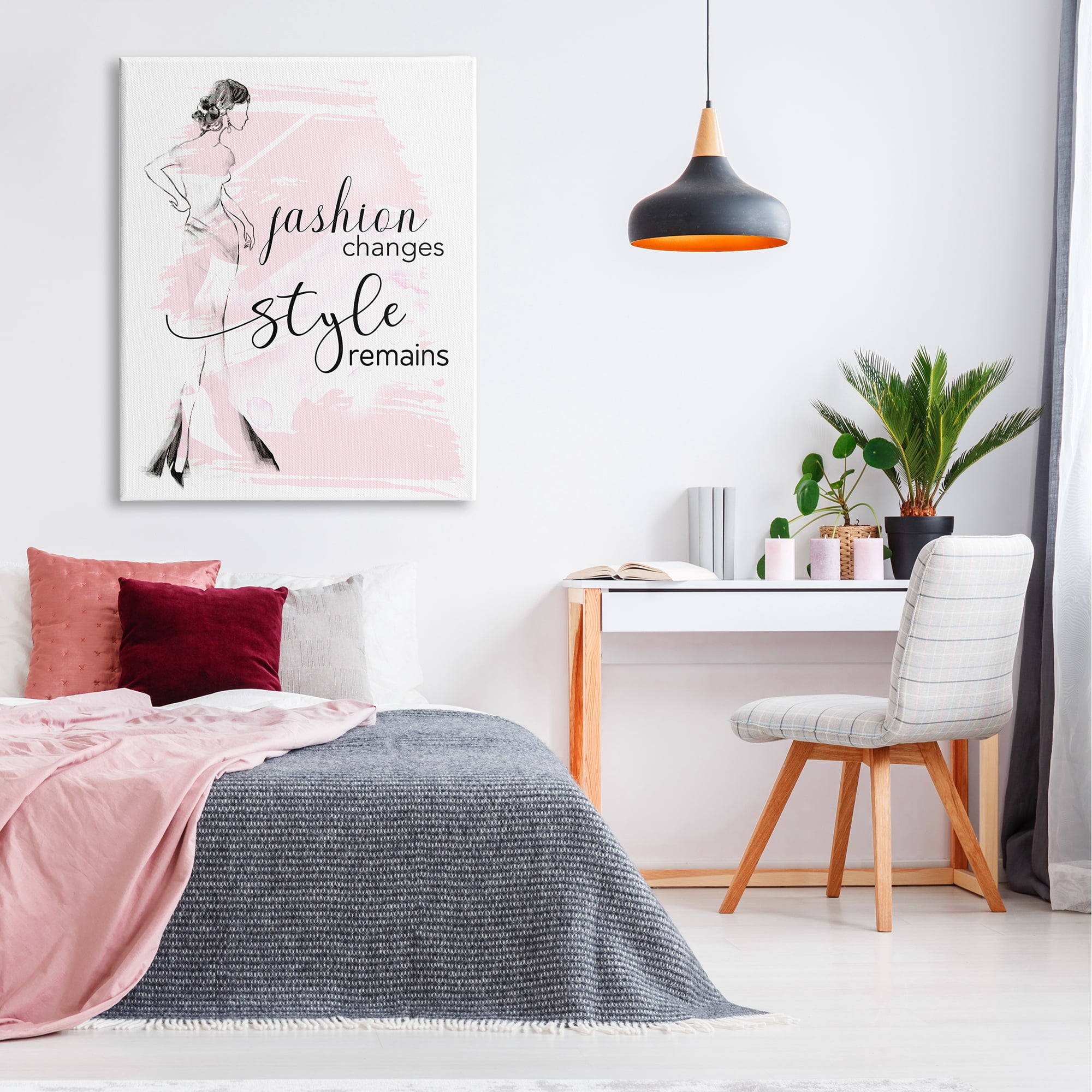 Stupell Industries Fashion Changes Style Remains Glam Quote Woman Graphic Art Gallery Wrapped Canvas Print Wall Art, Design by Tava Studios
