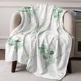 thumbnail image 6 of Green Watercolor Eucalyptus Leaf Throw Blankets, Golden White Soft Fleece Blanket Decorative for Home Sofa Couch Chair Living Bedroom, 60x80 inches,, 6 of 8