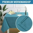 thumbnail image 4 of Linen Textured Table Cloths Rectangle 54 x 108 Inch Premium Solid Tablecloth Spill-Proof Waterproof Table Cover for Dining Buffet Feature Extra Soft and Thick Fabric Wrinkle Free, Teal, 4 of 7