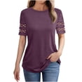 thumbnail image 1 of LOVZFMLL Hauts pour Femmes Été 2025 T-Shirts Décontractés Habillés Col Rond Manches Courtes Tenues de Travail Printemps Blouses Tendance Violet TTG, 1 of 4