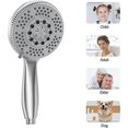 thumbnail image 2 of Hand Shower Shower Head With 5 Jets - Adjustable - High Pressure Shower Head Functions - Chromed Abs - Shower Head With Self-cleaning Silicone Nozzle, 2 of 5