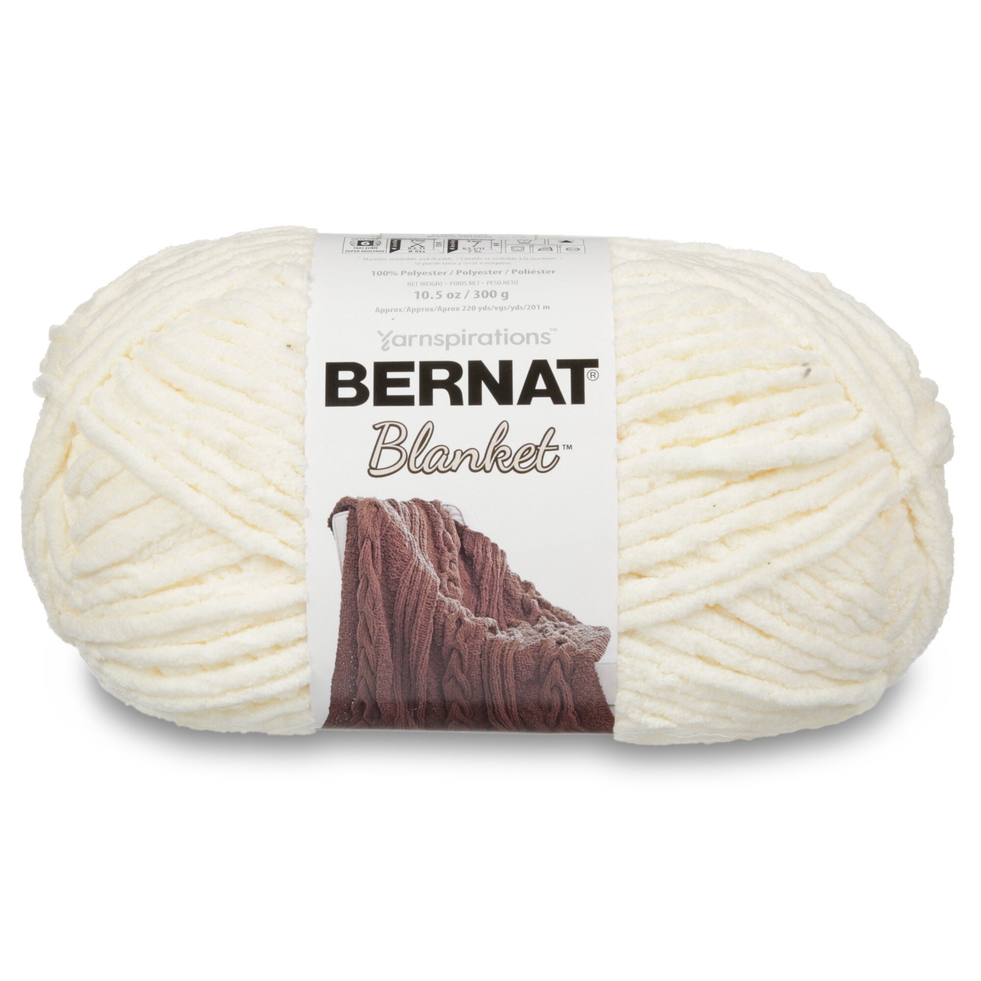 Bernat Blanket #6 Super Bulky Polyester Yarn, Vintage White 10.5oz/300g, 220 Yards
