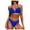 Blue, variant on Xudanell Women's Solid Scoop Neck Push Up Padded Low Waist Brazilian Thong Bikini Swimsuit Bathing Suit Summer Sexy Swimwear (Pink,L)