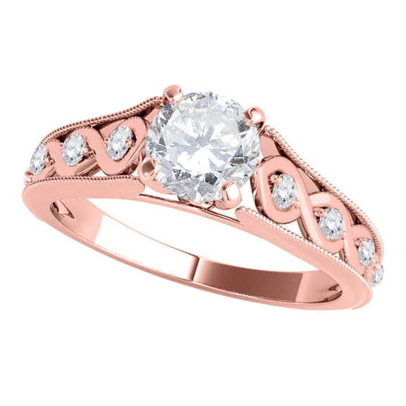 Aonejewelry 0.50 Ct. Halo Diamond Wedding Engagement Ring Crafted In 14k Solid Rose Gold