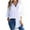 White, variant on HAiming Women's Casual 3/4 Sleeve Shirts Trendy V Neck Button down Tops Oversized Tie Side Summer Loose Blouse