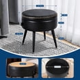 thumbnail image 2 of Round Faux Leather Storage Ottoman, Stitched Upholstered Vanity Stool with Steel Legs, Multi-Purpose Footrest Bench for Bedroom and Living Room, 2 of 8