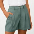 thumbnail image 5 of Summer Womens Shorts Fashion Shorts For Women High Waisted Cuffed Back Elastic Waistband Pleated Linen With Pockets Pants For Women, 5 of 6