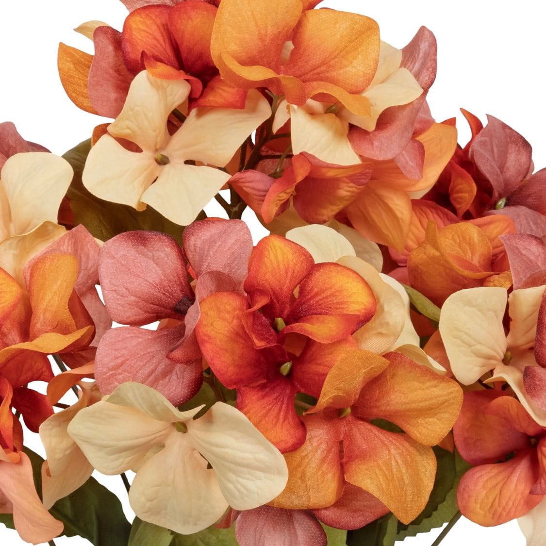 18-inch Artificial Silk Orange & Cream Hydrangea Fall Bush, for Indoor Use, by Mainstays