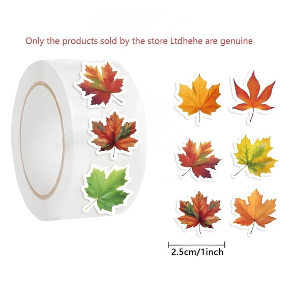 CCOCC 2026 New Autumn Leaf Stickers,500Pcs Maple Leaf Envelope Stickers,Water Bottle Decal Roll for Scrapbook Planner,Fall and Thanksgiving Season