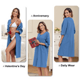 thumbnail image 5 of EA'S SECRET Women's Lightweight 100% Cotton Mid-Length Robe Zip Front Bathrobe 3/4 Sleeve Spa Kimono Robe Bridesmaid Bride Party Robes Sleepwear Bath Robes with Pockets(Blue,M), 5 of 7
