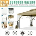 thumbnail image 5 of HOTEEL 10x13 Gazebos for Patios, Outdoor Canopy Gazebo Backyard Gazebo Patio with Mosquito Netting and Double Roof for Party, Wedding, BBQ and Event, Khaki, 5 of 11