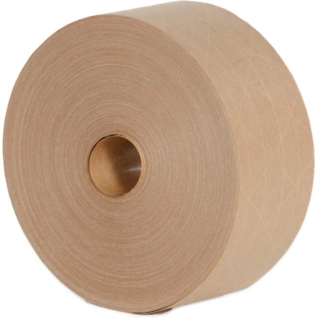 Cinta Engomada De Papel Kraft Reforzada Activada Por Agua, 2,75 Pulgadas X 50 M X 4 Rollos Marrón (200 M En Total)