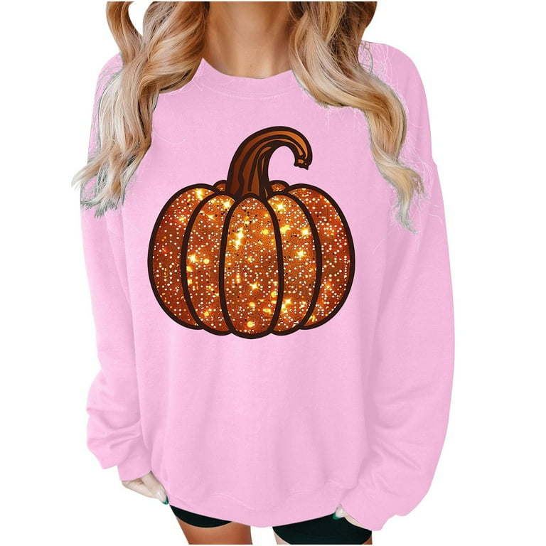 JingHai Women's Cute Halloween Sweatshirts Sequin Spooky