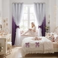 thumbnail image 3 of NICETOWN Purple Double Layer Blackout Curtain for Children Room, Thermal Insulated Grommet Ombre Design Blackout with Sheer Mix and Match for Bedroom, Purple, 2 Panels, W52 x L84, 3 of 8
