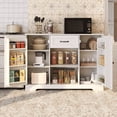 thumbnail image 5 of 45" Coffee Bar Cabinet, Buffet Sideboard with Shelves & Countertop, Storage for Kitchen & Living Room, White, 5 of 7