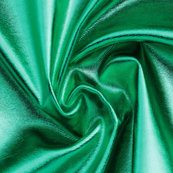 Metallic Green Foil Spandex fabric for fashion and upholstery